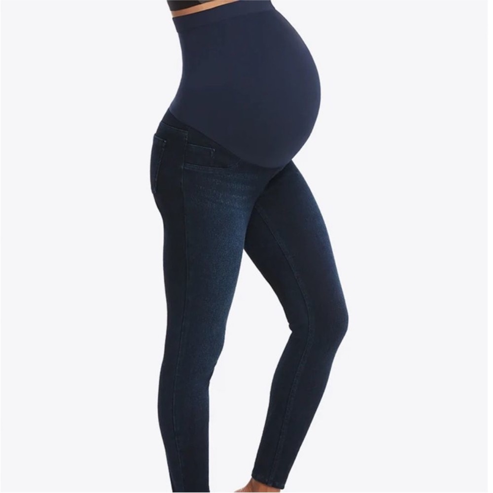 Spanx‎ Mama Ankle Jean-ish Leggings Blue Maternity Pants Size Small